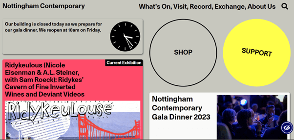 90s retro web design trend example nottingham contemporary