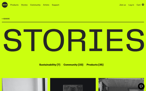 typographically driven ecommerce design example
